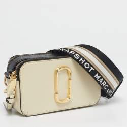 Pre Owned Marc Jacobs Cream/Black Patent Leather Snapshot Camera Crossbody Bag