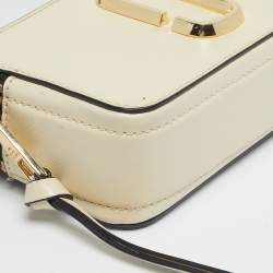 Pre Owned Marc Jacobs Cream/Black Patent Leather Snapshot Camera Crossbody Bag