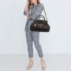 Pre Owned Marc Jacobs Dark Purple Quilted Leather Stam Satchel