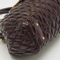 Pre Owned Marc Jacobs Dark Purple Quilted Leather Stam Satchel