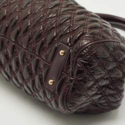 Pre Owned Marc Jacobs Dark Purple Quilted Leather Stam Satchel