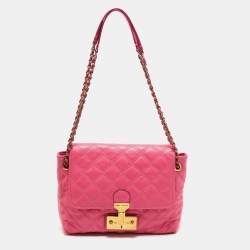 Pre Owned Marc Jacobs Pink Quilted Leather Baroque Flap Shoulder Bag
