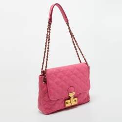 Pre Owned Marc Jacobs Pink Quilted Leather Baroque Flap Shoulder Bag