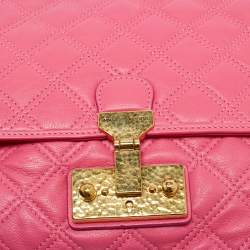 Pre Owned Marc Jacobs Pink Quilted Leather Baroque Flap Shoulder Bag