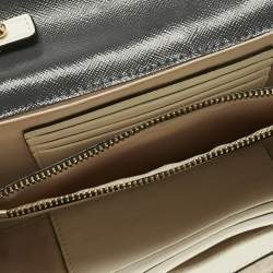 Pre Owned Marc Jacobs Black/Grey Glossy Leather Snapshot Wallet On Chain