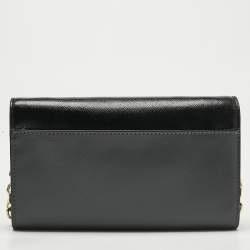 Pre Owned Marc Jacobs Black/Grey Glossy Leather Snapshot Wallet On Chain