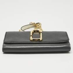 Pre Owned Marc Jacobs Black/Grey Glossy Leather Snapshot Wallet On Chain