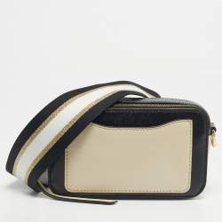 Pre Owned Marc Jacobs Black/Cream Patent Leather Snapshot Camera Crossbody Bag