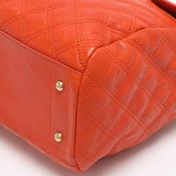Pre Owned Marc Jacobs Orange Quilted Leather Rudi Satchel