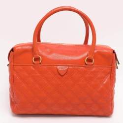 Pre Owned Marc Jacobs Orange Quilted Leather Rudi Satchel