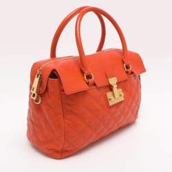 Pre Owned Marc Jacobs Orange Quilted Leather Rudi Satchel