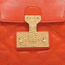 Pre Owned Marc Jacobs Orange Quilted Leather Rudi Satchel