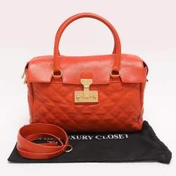 Pre Owned Marc Jacobs Orange Quilted Leather Rudi Satchel
