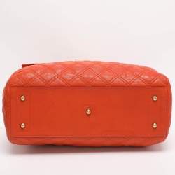 Pre Owned Marc Jacobs Orange Quilted Leather Rudi Satchel