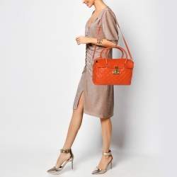 Pre Owned Marc Jacobs Orange Quilted Leather Rudi Satchel