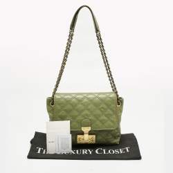 Pre Owned Marc Jacobs Green Quilted Leather Large Baroque Single Shoulder Bag