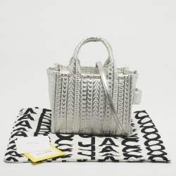 Pre Owned Marc Jacobs Silver/White Leather Mini The Tote 