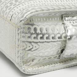 Pre Owned Marc Jacobs Silver/White Leather Mini The Tote 