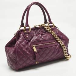Pre Owned Marc Jacobs Magenta Quilted Leather Stam Satchel