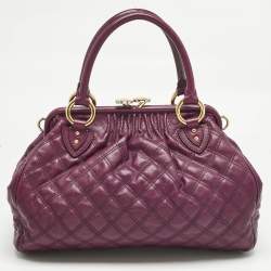 Pre Owned Marc Jacobs Magenta Quilted Leather Stam Satchel