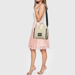 Pre Owned Marc Jacobs Light Beige/Black Canvas Small The Tote