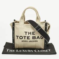 Pre Owned Marc Jacobs Light Beige/Black Canvas Small The Tote