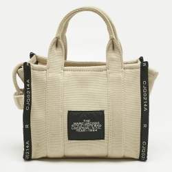 Pre Owned Marc Jacobs Light Beige/Black Canvas Small The Tote