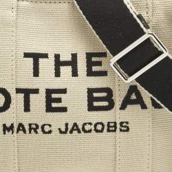 Pre Owned Marc Jacobs Light Beige/Black Canvas Small The Tote