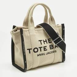 Pre Owned Marc Jacobs Light Beige/Black Canvas Small The Tote