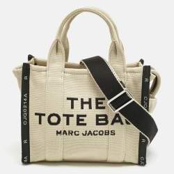 Pre Owned Marc Jacobs Light Beige/Black Canvas Small The Tote