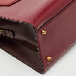 Pre Owned Marc Jacobs Dark Red Saffiano Leather Little Big Shot Tote