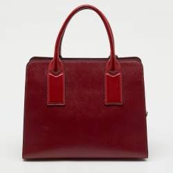 Pre Owned Marc Jacobs Dark Red Saffiano Leather Little Big Shot Tote