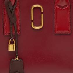 Pre Owned Marc Jacobs Dark Red Saffiano Leather Little Big Shot Tote