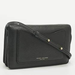 Pre Owned Marc Jacobs Black Leather Flap Crossbody Bag