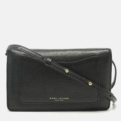 Pre Owned Marc Jacobs Black Leather Flap Crossbody Bag