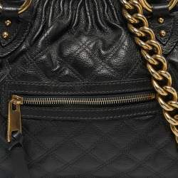 Pre Owned Marc Jacobs Black Quilted Leather Stam Satchel