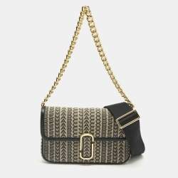 مملوكة مسبقًا Marc Jacobs The Monogram J Marc Mini Black Fabric Shoulder Bag