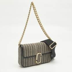 مملوكة مسبقًا Marc Jacobs The Monogram J Marc Mini Black Fabric Shoulder Bag