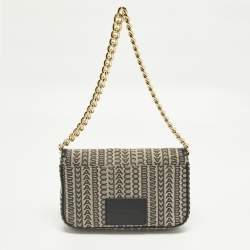 مملوكة مسبقًا Marc Jacobs The Monogram J Marc Mini Black Fabric Shoulder Bag