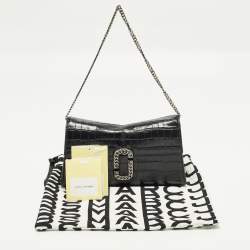 مملوكة مسبقًا Marc Jacobs St. Marc Black Croc Embossed Leather Convertible Clutch