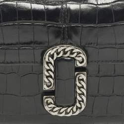 مملوكة مسبقًا Marc Jacobs St. Marc Black Croc Embossed Leather Convertible Clutch