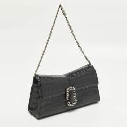 مملوكة مسبقًا Marc Jacobs St. Marc Black Croc Embossed Leather Convertible Clutch