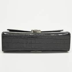 مملوكة مسبقًا Marc Jacobs St. Marc Black Croc Embossed Leather Convertible Clutch