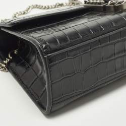 مملوكة مسبقًا Marc Jacobs St. Marc Black Croc Embossed Leather Convertible Clutch