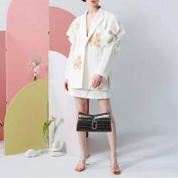 مملوكة مسبقًا Marc Jacobs St. Marc Black Croc Embossed Leather Convertible Clutch