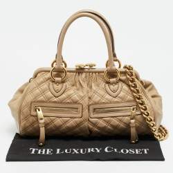 Pre Owned حقيبة ساتشيل مارك جاكوبس إيست ويست "ستام" جلد بيج مبطن 