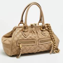 Pre Owned حقيبة ساتشيل مارك جاكوبس إيست ويست "ستام" جلد بيج مبطن 