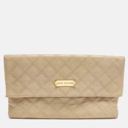 Pre Owned Marc Jacobs Eugenie Beige Quilted Leather Clutch