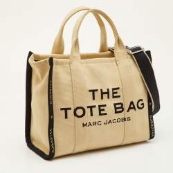 Pre Owned حقيبة يد مارك جاكوبس ذي توت قماش بيج/أسود متوسطة