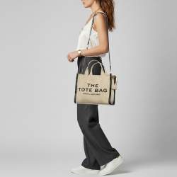 Pre Owned حقيبة يد مارك جاكوبس ذي توت قماش بيج/أسود متوسطة